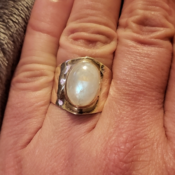 Rainbow Moonstone Ring (925 Solid Sterling Silver) - Picture 10 of 12